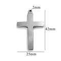 Silver stainless steel cross pendant featuring 42mm height and 25mm width dimensions - Style 37