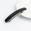 Sleek black glossy spring hair clip for women with silver metal base on a ceramic plate - Square Style / Glossy Black