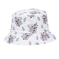 Detail of white bucket hat featuring cute koala prints and premium stitched brim - M (56-58cm) / White