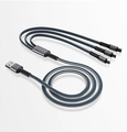 3-in-1 nylon braided multi-charging cable in blue-grey color with USB-A to triple connectors - 1.2m 66W High Power 3-in-1 (Bare Wire) / Gray