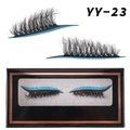 Dramatic black feather false eyelashes with blue glitter eyeliner, style YY-23 - YY-23 (Black Lashes/Blue Glitter Band)
