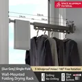 Space aluminum wall-mounted folding drying rack in gun grey with 5 windproof holes - Windproof Gun Grey (1-Fold/5 Holes)