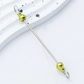 DIY metal beaded keychain rod in silver finish with golden balls at both ends - Matcha Green
