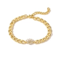 Bracciale a catena dorata con ciondolo a forma di occhio e zirconi incastonati - Oro