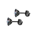 Rainbow cubic zirconia stud earrings with black titanium steel butterfly clasps - 3mm / Black Multicolored Zirconia