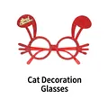 Red glitter Christmas cat eye glasses frame with gold Merry Christmas lettering and ears - Red Cat Decorative Glasses