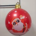 Large red inflatable PVC Christmas ball featuring cartoon Santa with sunglasses and LED light - Pearly Santa
