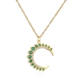 Collana a mezzaluna placcata oro 18K con pietre verdi e dettagli in zircone bianco - Stile Mezzaluna con Pietra Verde (22207) / Oro
