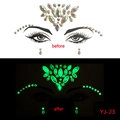 Luminous face jewels showing glowing green effect in dark and iridescent gems in light - YJ-23