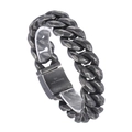 Bracciale a catena cubana vintage in acciaio inossidabile 316L con finitura martellata nera - Maglia Cubana Martellata Vintage (KB161367-KJX)