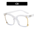 Square blue light blocking glasses with clear frames and gold metal detail, style C8 - Clear White