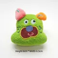 Front view of green cartoon dog plush accessory, height 6cm and width 6.5cm with embroidery - DIY Style (Back Opening) / Green Dog