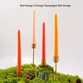 Juego de 4 velas cónicas de 25 cm en tonos naranja y champán con elegantes soportes de oro - Serie Naranja