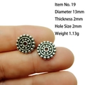 Detail of 13mm silver alloy spacer bead with 2mm hole for DIY jewelry making - 19# (Dia 13mm Thick 2mm)