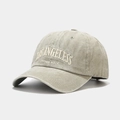 Berretto da baseball vintage in cotone lavato con ricamo Los Angeles per uomo e donna - Cachi