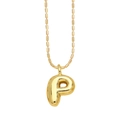 Bubble letter P pendant necklace in 18k gold finish with adjustable ball chain - Letter P