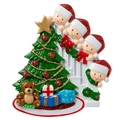 DIY Personalized Christmas resin ornament with Santa family, teddy bear, and gifts - 4 Members / Machine Printed