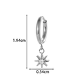 Silver titanium hoop earring featuring a clear zircon star pendant measuring 1.94cm in height - Octagonal Star Pendant (T2595-9#Silver)