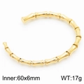 Bamboo style open cuff bracelet in gold finish with 60x6mm inner diameter - Gold (KB179513-KFC)