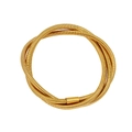 Detailed macro view of multi-layer golden snake chain bracelet with cylindrical clasp - 3 Rows / Gold
