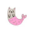 Spilla creativa in smalto gatto sirena con coda rosa e lega di zinco grigio - Gatto Sirena / Rosa e Bianco
