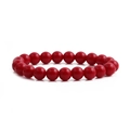 Bracciale elastico minimalista alla moda con perle rotonde rosse lucide - 10mm