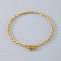 Golden stainless steel necklace featuring a stylish T-bar toggle clasp in a minimalist O-link chain - 4mm Gold