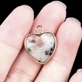 Natural marbled stone heart pendant with gold plated bezel and polished finish - Kiwi Stone Gold Edging
