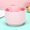 Rotating pink desk organizer for stationery and makeup brushes with multiple compartments - Light Pink