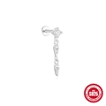 Clou de perçage en argent sterling S925 avec pendentif en zircon et poinçon pur - Triple Zircon #3 / Or blanc