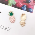 Pink pineapple alloy charm pendant with gold finish for DIY jewelry making and earrings - Pink Pineapple (10x24mm)