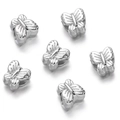 Detailed view of silver butterfly-shaped CCB beads with textured wings for DIY jewelry - Silver Style 08 (Butterfly)