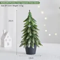Miniature 28cm frosted Christmas tree with snow effect in a sleek black matte pot - Inverted Pointy Tree 28cm