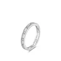 S925 Sterling Silber Ring mit Perlenkante und minimalistischen Zirkonia-Steinen - US Größe 5 / Silber