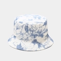 Blue and white tie-dye bucket hat in cotton canvas fabric for trendy outdoor style - M (56-58cm) / Light Blue and White Tie-Dye