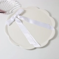 French vintage style white satin ribbon bow hair clip with long streamers - White
