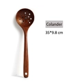 Long handle acacia wood slotted spoon with natural grain for non-stick pans 35x9.8cm - Thickened Colander Spoon