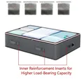 Dark gray fabric underbed storage box with reinforced panels and transparent window - Dark Gray Reinforced Handle