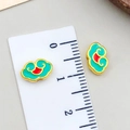 Cloud-förmige Cloisonné-Emaille-Perlen in Grün und Rot mit Goldrand für DIY-Schmuck - 10x6mm / Klein Hellblau Rot Zweifarbig Gold