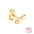 S925 sterling silver gold star stud earring with freshwater pearl and zircon stone - Gold-Pearl Gemini