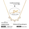Details der 18K Gold Edelstahlkette mit Maßen und runden Zirkonia-Anhängern - Runde Strass Halskette (JDN0212233) / 41+5cm