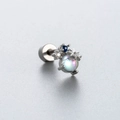 Titanium steel moonstone stud earring with rainbow gem and blue crystal accents - Moonstone with Blue Gemstone Star Decoration Style (A85-4#)