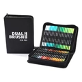 Dual brush pens 120 color set with fine and brush tips in a black zipper portable case - Black Barrel 120 Colors CD Case
