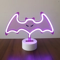 Purple bat-shaped neon LED light with white base, decorative night lamp with USB power - 2023 New Bat
