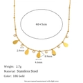 18K Gold Stainless Steel Necklace with Teardrop Zircon Pendants and Beads Detailed Dimensions - Gold Waterdrop Zirconia Necklace