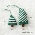 Striped green knitted Christmas tree hanging ornaments set of two different sizes - Striped Green Christmas Tree (Set of 2)