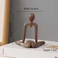 Modern abstract thinker sculpture in wood grain finish, size 10.4x10.9x7.3cm - Style A Brown