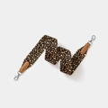 Leopard print woven wide replacement bag strap with silver metal hooks and brown leather - 5cm x 70cm / Brown Strap Silver Buckle