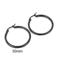 Minimalist 30mm matte black stainless steel hoop earrings for women in urban style - 30MM / Black