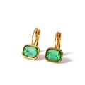 Elegantes pendientes dorados con circonitas rectangulares verde esmeralda para mujer - Verde Esmeralda (AE41597F1A7)